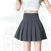 High-Waist A-Line Pleated Skirt – Solid Color Casual Style for Women